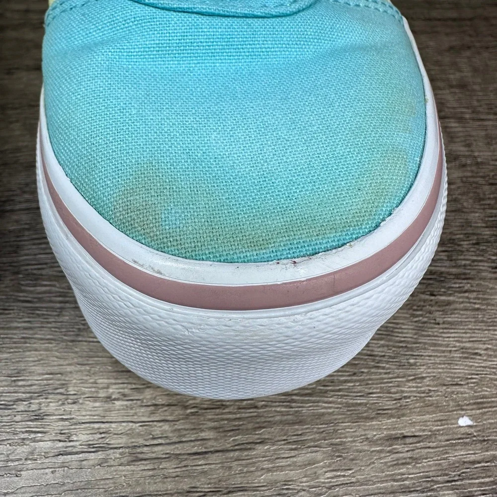 Vans~Girl's~Ward Low Colorblock Teal/Yellow/Pink Canvas Sneakers~Size 4